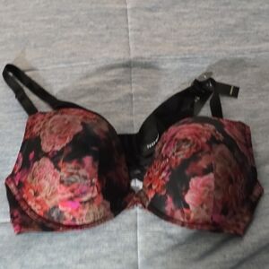 Floral Black and Pink Bra
